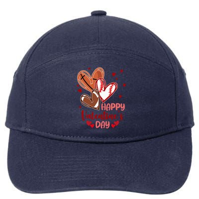 Happy Valentines Day Sports Lover Heart Gift 7-Panel Snapback Hat