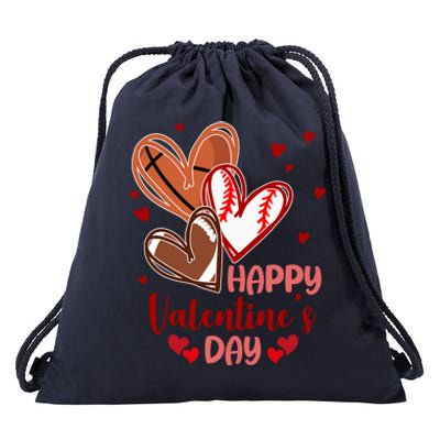 Happy Valentines Day Sports Lover Heart Gift Drawstring Bag