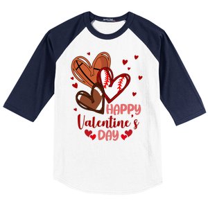 Happy Valentines Day Sports Lover Heart Gift Baseball Sleeve Shirt