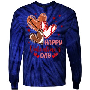 Happy Valentines Day Sports Lover Heart Gift Tie-Dye Long Sleeve Shirt