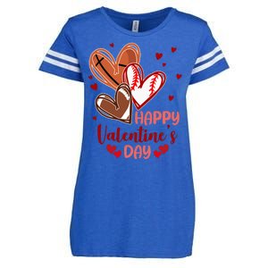 Happy Valentines Day Sports Lover Heart Gift Enza Ladies Jersey Football T-Shirt