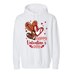 Happy Valentines Day Sports Lover Heart Gift Garment-Dyed Fleece Hoodie