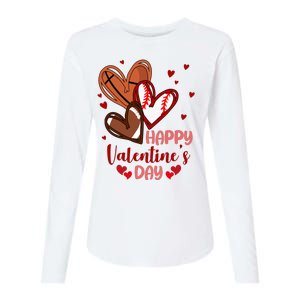 Happy Valentines Day Sports Lover Heart Gift Womens Cotton Relaxed Long Sleeve T-Shirt