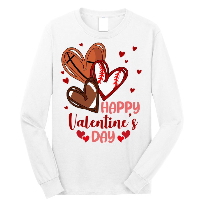 Happy Valentines Day Sports Lover Heart Gift Long Sleeve Shirt