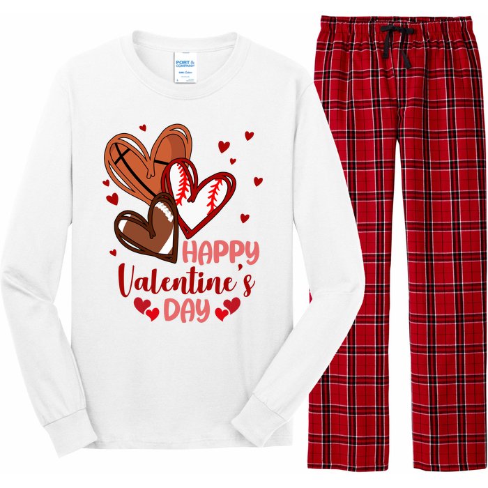 Happy Valentines Day Sports Lover Heart Gift Long Sleeve Pajama Set