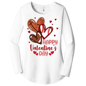 Happy Valentines Day Sports Lover Heart Gift Women's Perfect Tri Tunic Long Sleeve Shirt