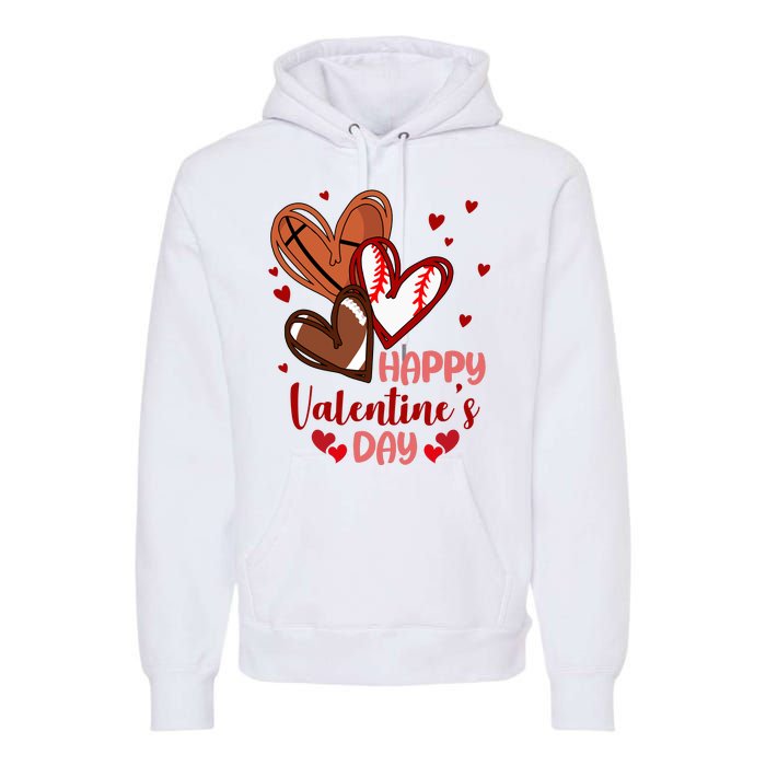 Happy Valentines Day Sports Lover Heart Gift Premium Hoodie