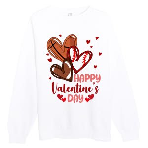 Happy Valentines Day Sports Lover Heart Gift Premium Crewneck Sweatshirt