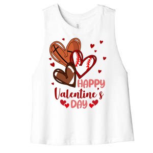 Happy Valentines Day Sports Lover Heart Gift Women's Racerback Cropped Tank