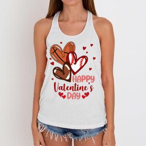 Happy Valentines Day Sports Lover Heart Gift Women's Knotted Racerback Tank