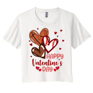 Happy Valentines Day Sports Lover Heart Gift Women's Crop Top Tee