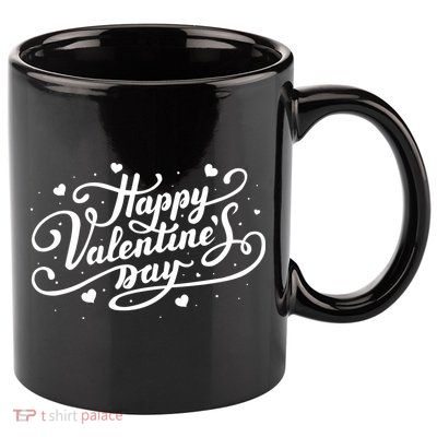 Happy Valentine's Day Simple Logo 11oz C Handle Ceramic Mug