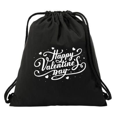 Happy Valentine's Day Simple Logo Drawstring Bag