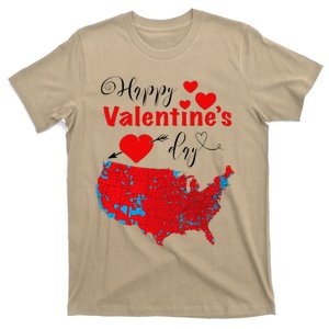 Happy Valentines Day Funny Usa Election 2024 Red Map Trump T-Shirt