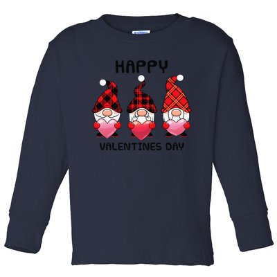 Happy Valentines Day Funny Gnomes Holding Hearts Love Gifts Toddler Long Sleeve Shirt