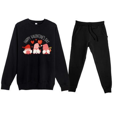 Happy Valentines Day Gnome Love Gnomes Couple Lovers Gnomies Funny Premium Crewneck Sweatsuit Set