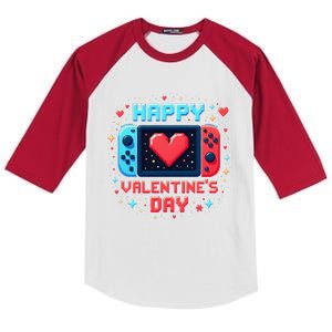 Happy Valentines Day Video Games Heart Gamer Gift Kids Colorblock Raglan Jersey