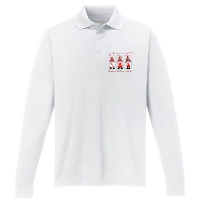 Happy Valentines Day Gnome Cute Gift Performance Long Sleeve Polo