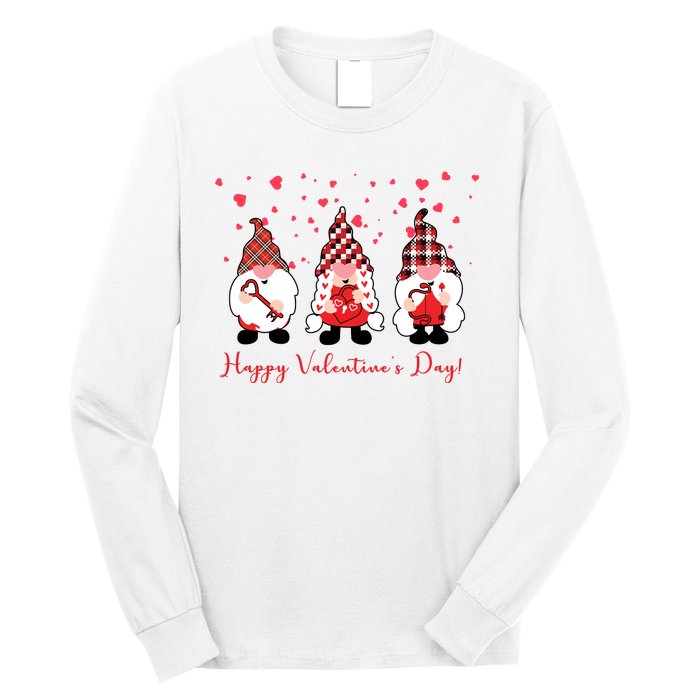 Happy Valentines Day Gnome Cute Gift Long Sleeve Shirt