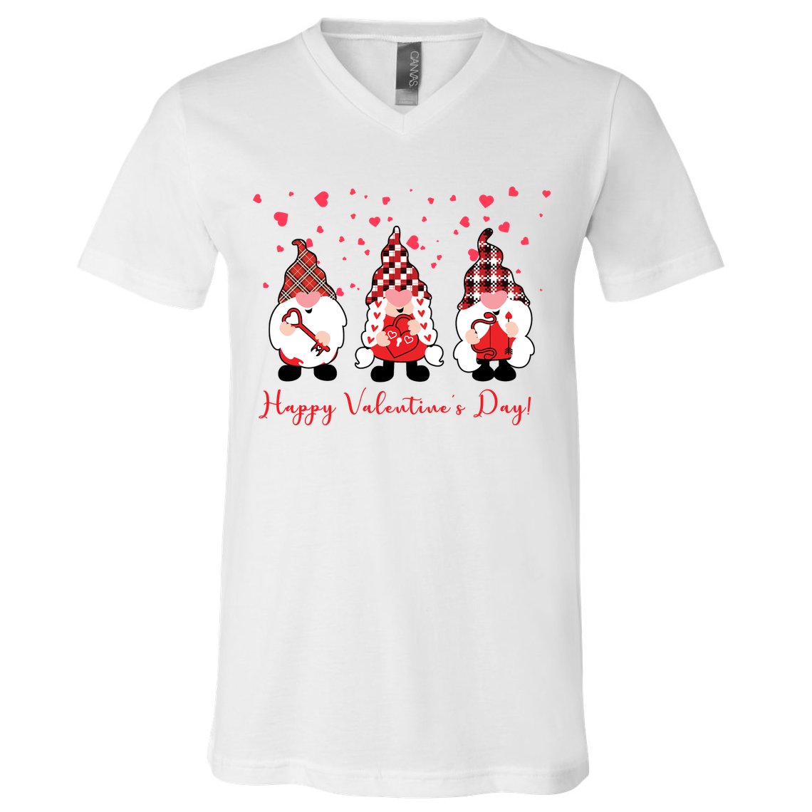 Happy Valentines Day Gnome Cute Gift V-Neck T-Shirt
