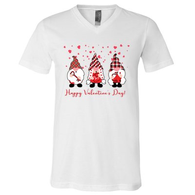 Happy Valentines Day Gnome Cute Gift V-Neck T-Shirt