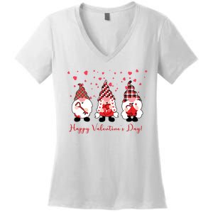 Happy Valentines Day Gnome Cute Gift Women's V-Neck T-Shirt