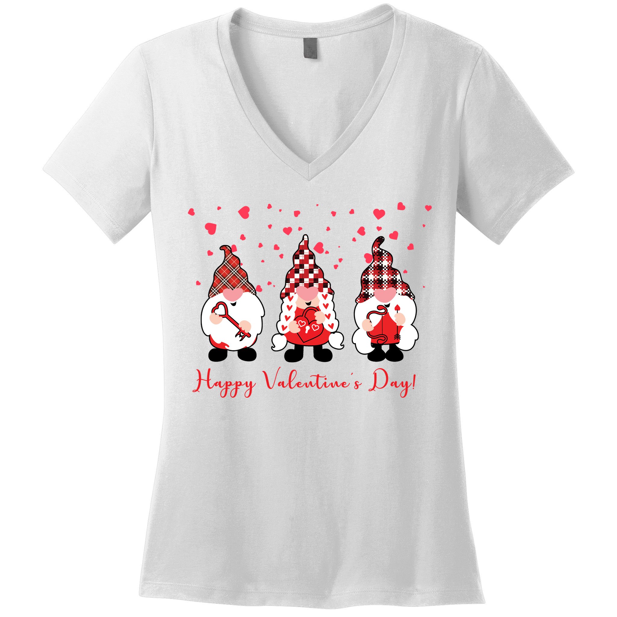 Happy Valentines Day Gnome Cute Gift Women's V-Neck T-Shirt