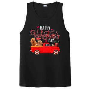 Happy Valentine's Day Funny Red Plaid Truck Poodle Lover Gift PosiCharge Competitor Tank