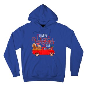 Happy Valentine's Day Funny Red Plaid Truck Poodle Lover Gift Hoodie