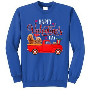 Happy Valentine's Day Funny Red Plaid Truck Poodle Lover Gift Sweatshirt