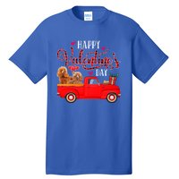 Happy Valentine's Day Funny Red Plaid Truck Poodle Lover Gift Tall T-Shirt