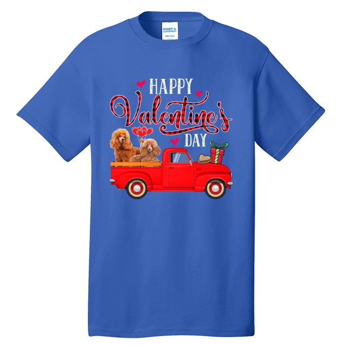 Happy Valentine's Day Funny Red Plaid Truck Poodle Lover Gift Tall T-Shirt