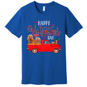 Happy Valentine's Day Funny Red Plaid Truck Poodle Lover Gift Premium T-Shirt