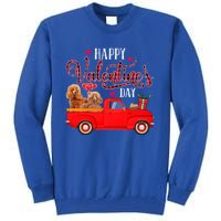 Happy Valentine's Day Funny Red Plaid Truck Poodle Lover Gift Tall Sweatshirt