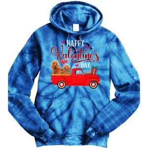 Happy Valentine's Day Funny Red Plaid Truck Poodle Lover Gift Tie Dye Hoodie