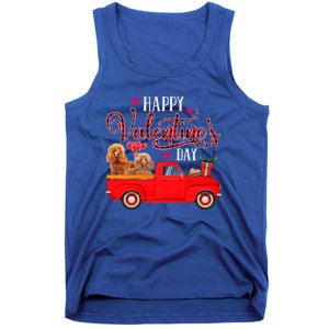 Happy Valentine's Day Funny Red Plaid Truck Poodle Lover Gift Tank Top