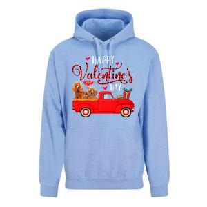 Happy Valentine's Day Funny Red Plaid Truck Poodle Lover Gift Unisex Surf Hoodie