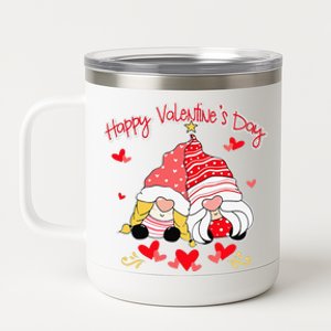 Happy Valentine's Day Gnomes Couple Valentines Day Happy 12 oz Stainless Steel Tumbler Cup