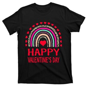 Happy Valentines Day Leopard Rainbow T-Shirt