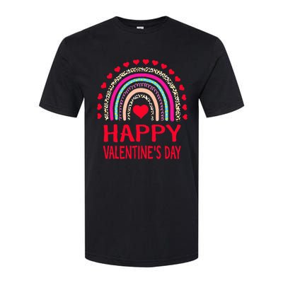 Happy Valentines Day Leopard Rainbow Softstyle® CVC T-Shirt