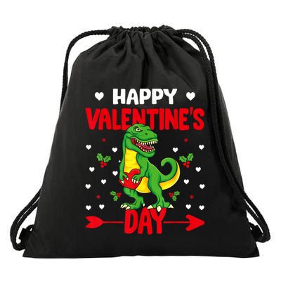 Happy ValentineS Day Dinosaur Happy ValentineS Day Outfits Drawstring Bag