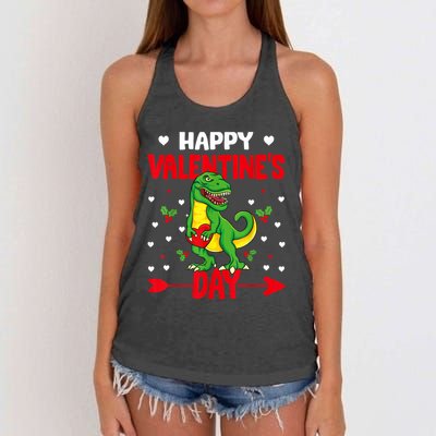 Happy ValentineS Day Dinosaur Happy ValentineS Day Outfits Women's Knotted Racerback Tank