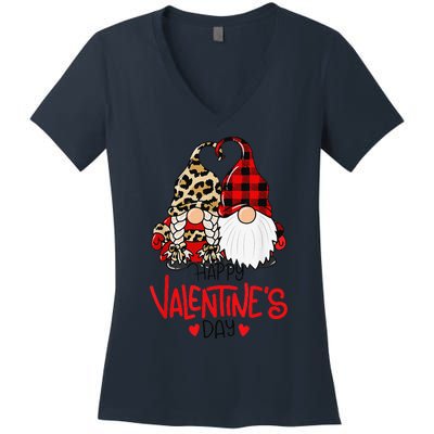 Happy Valentine's Day Gnomes Couple Valentines Day Love Women's V-Neck T-Shirt