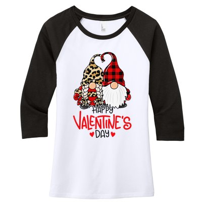 Happy Valentine's Day Gnomes Couple Valentines Day Love Women's Tri-Blend 3/4-Sleeve Raglan Shirt