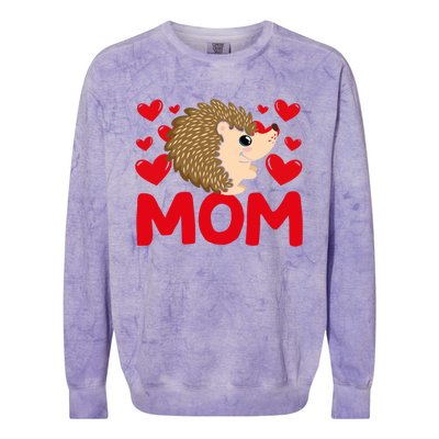 Happy Valentine's Day Hedgehog Mom Mothers Day Valentine Gift Colorblast Crewneck Sweatshirt