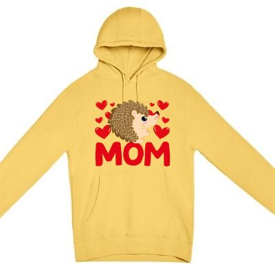 Happy Valentine's Day Hedgehog Mom Mothers Day Valentine Gift Premium Pullover Hoodie