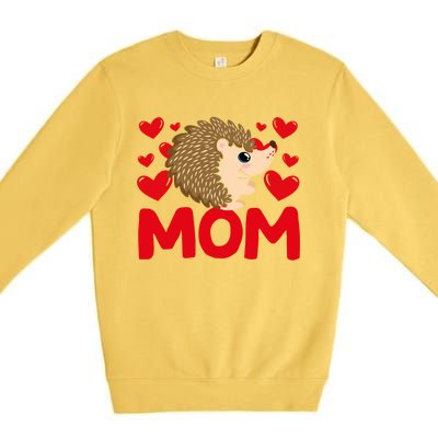 Happy Valentine's Day Hedgehog Mom Mothers Day Valentine Gift Premium Crewneck Sweatshirt