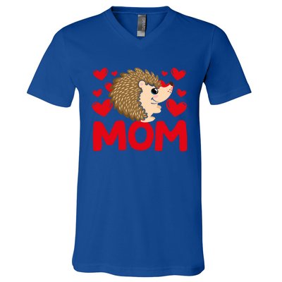 Happy Valentine's Day Hedgehog Mom Mothers Day Valentine Gift V-Neck T-Shirt