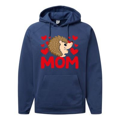 Happy Valentine's Day Hedgehog Mom Mothers Day Valentine Gift Performance Fleece Hoodie