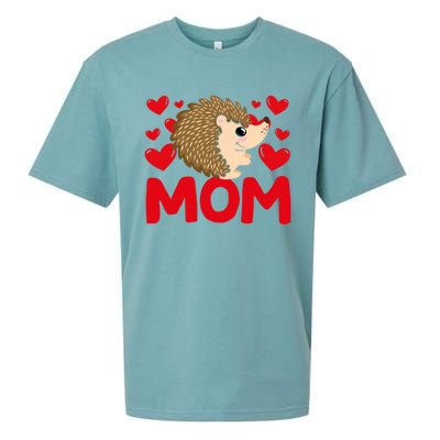 Happy Valentine's Day Hedgehog Mom Mothers Day Valentine Gift Sueded Cloud Jersey T-Shirt